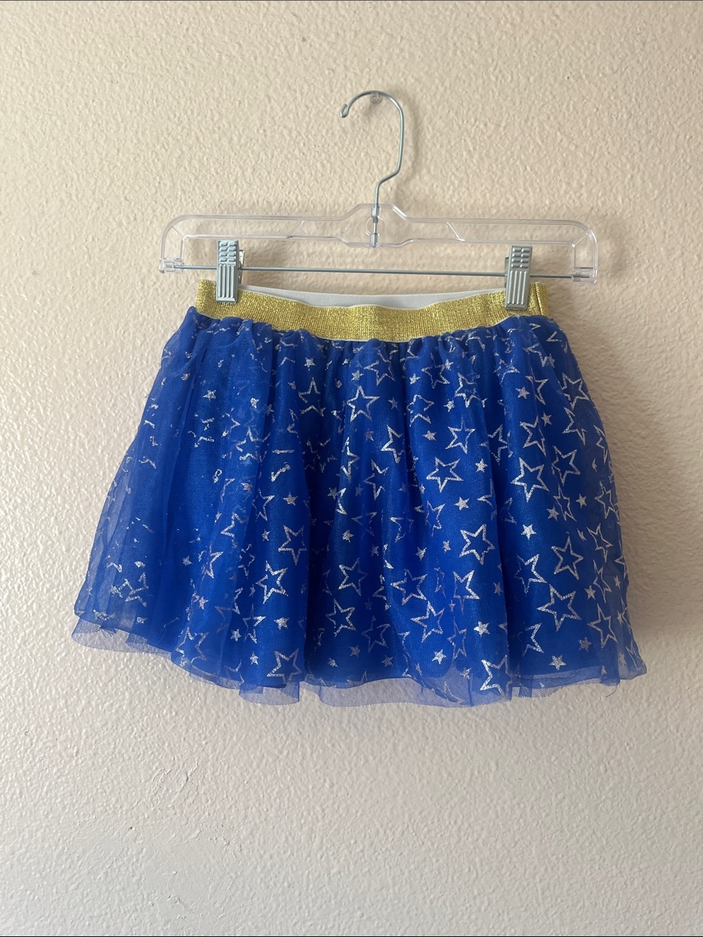 DC Comics Blue Star Tulle Skirt with Gold Waistband